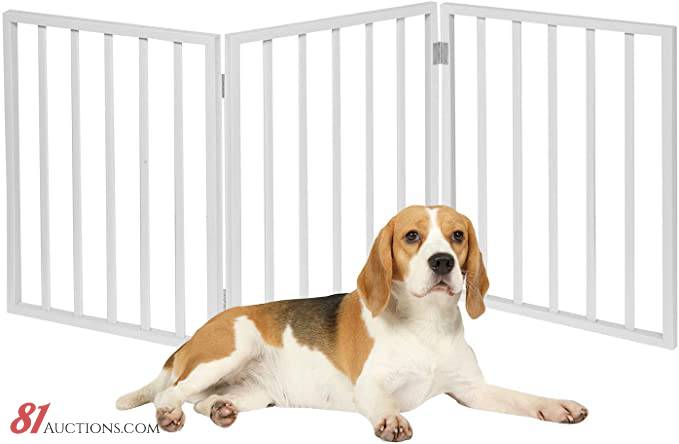 54 X 24 Home District Freestanding Pet Gate Solid Wood 3 Panel Tri Fold Folding Dog Gate Dog Fence For Doorways Stairs Decorative Pet Barrier White Traditional Slat Auction 81 Auctions